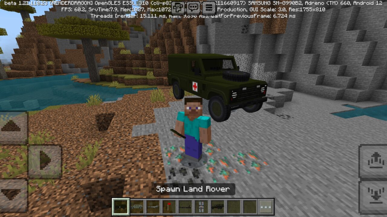 Car from Combat Missiles Mod for Minecraft PE