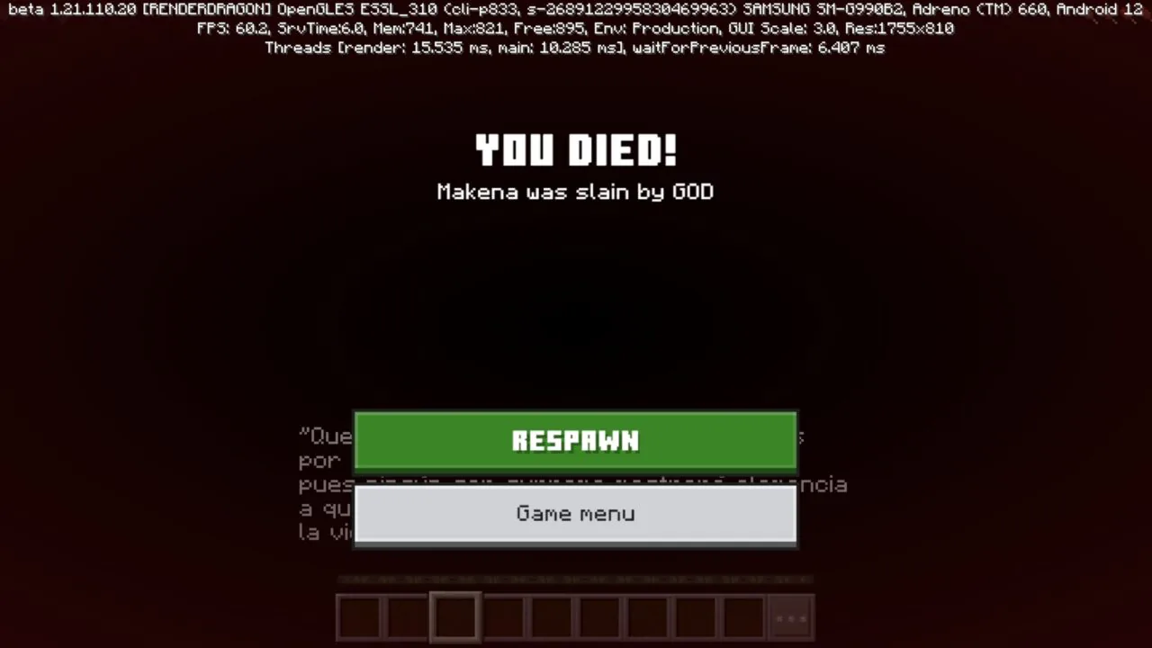 Death from The God Mod for Minecraft PE