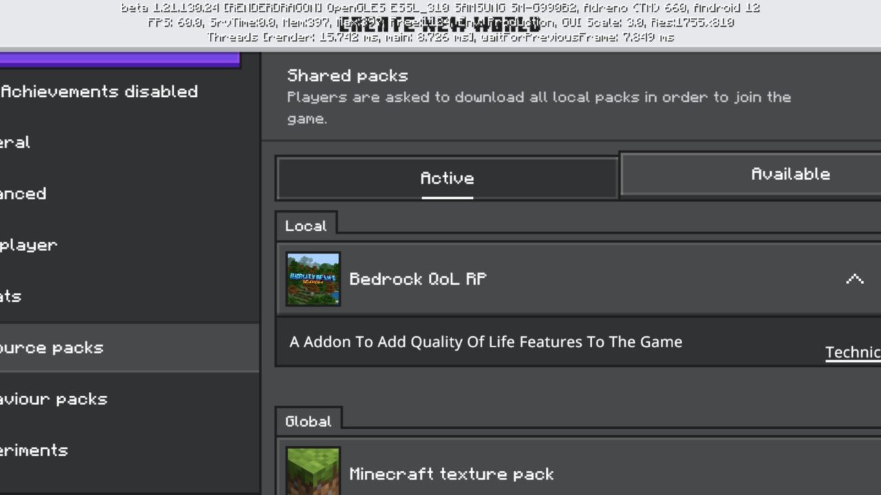 Install from Quality of Life Mods for Minecraft PE