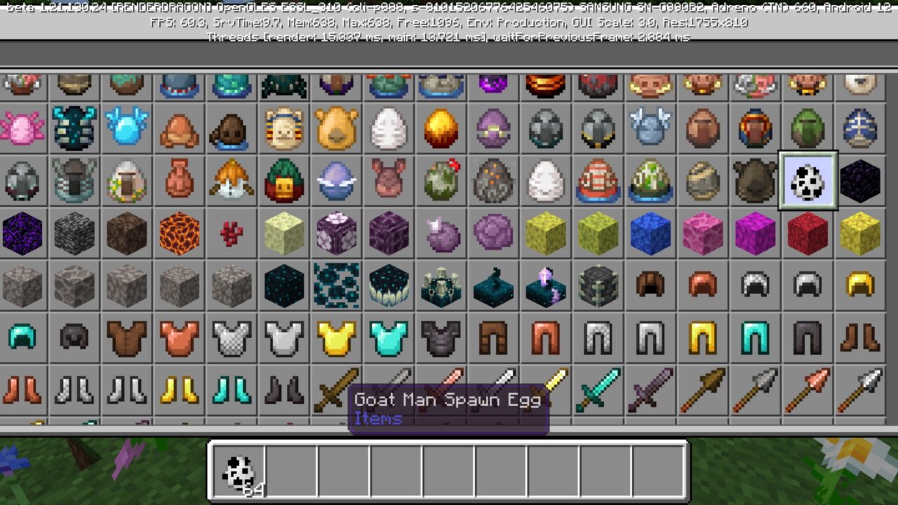 Inventory from Goat Man Brother Mod for Minecraft PE