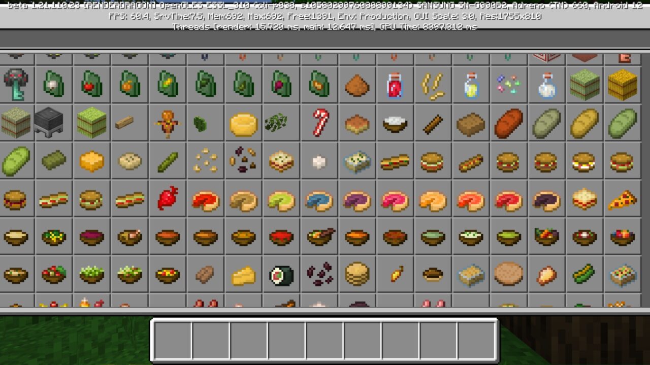Inventory from Grow a Garden Mod for Minecraft PE