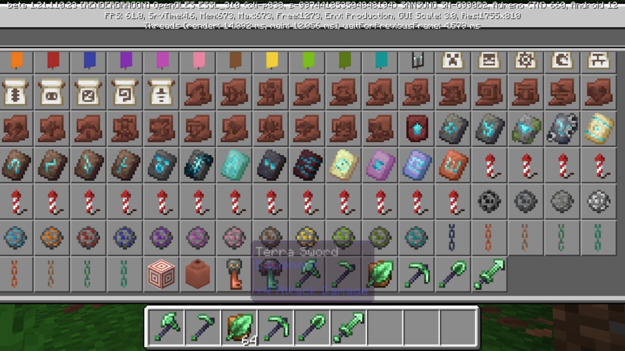 Inventory from Natural Tools Mod for Minecraft PE