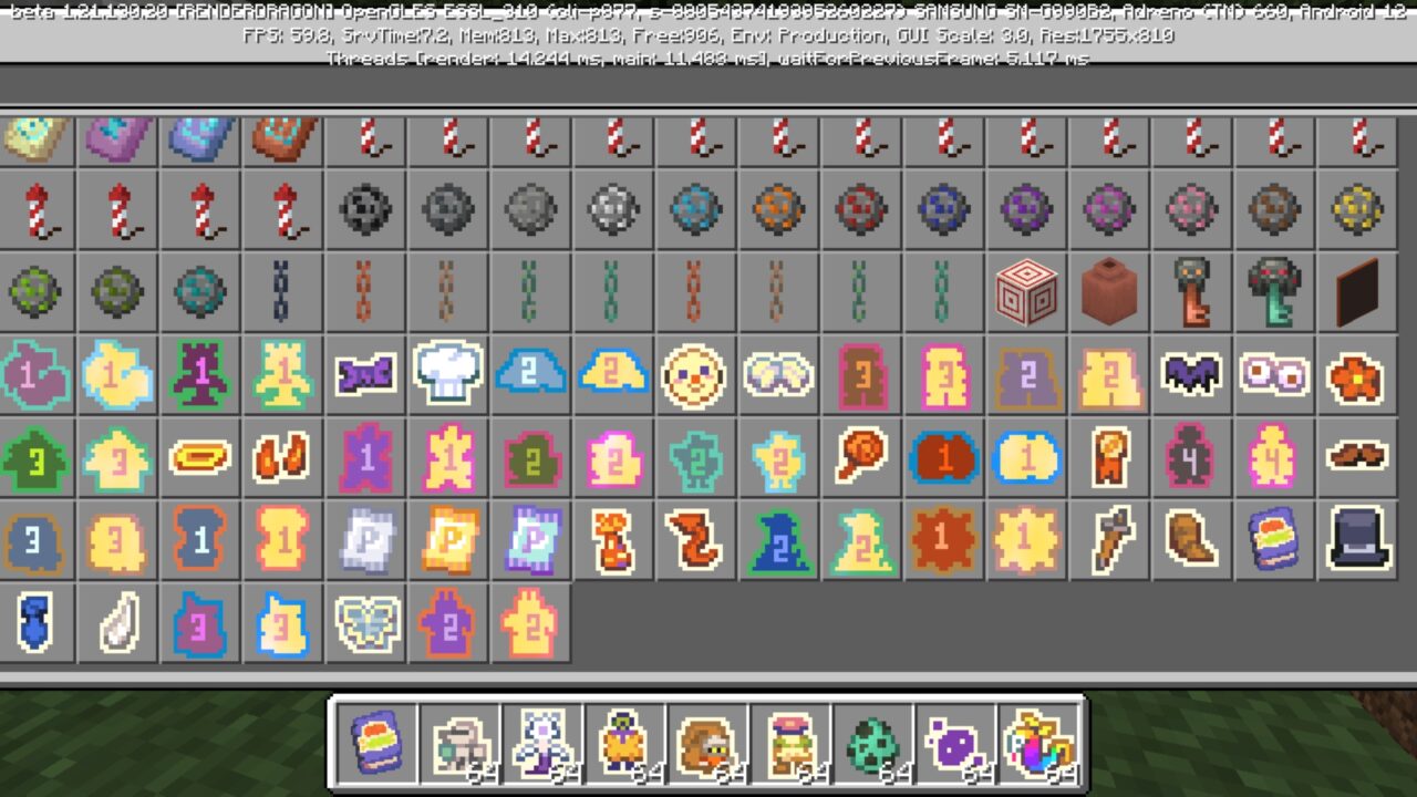 Inventory from Paper Pets Mod for Minecraft PE