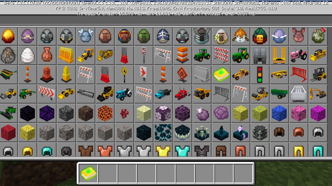 Inventory from Super Heavys Mod for Minecraft PE