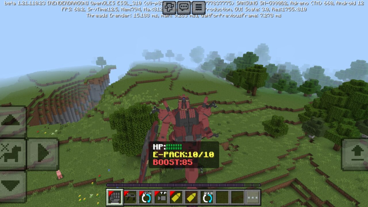 Options from Mobilesuit Gundam Mod for Minecraft PE