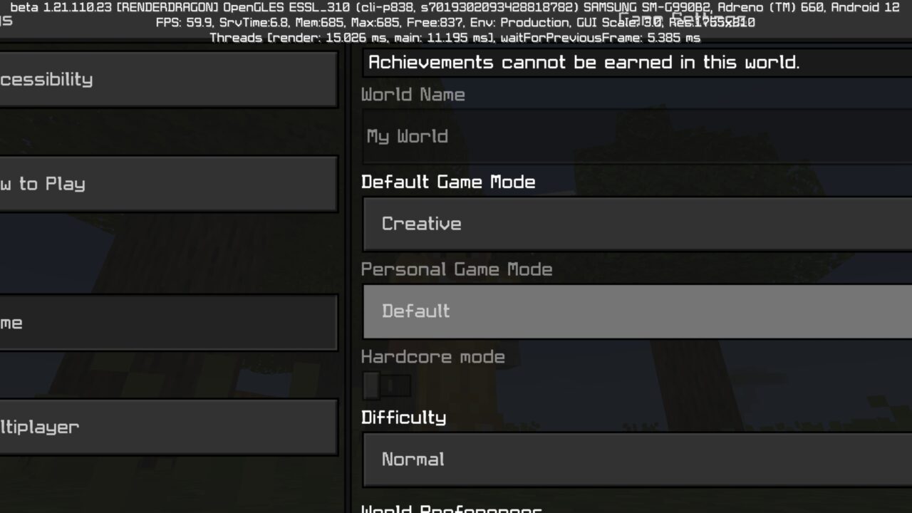 Settings from Helium Texture Pack for Minecraft PE