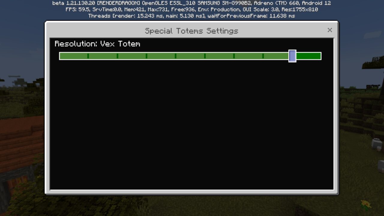 Settings from Totem of Undying Texture Pack for Minecraft PE
