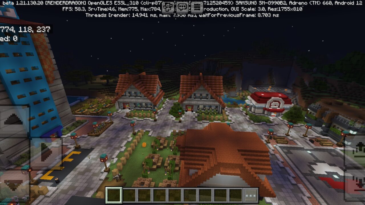 Top View from Pokemon Style Town Map for Minecraft PE