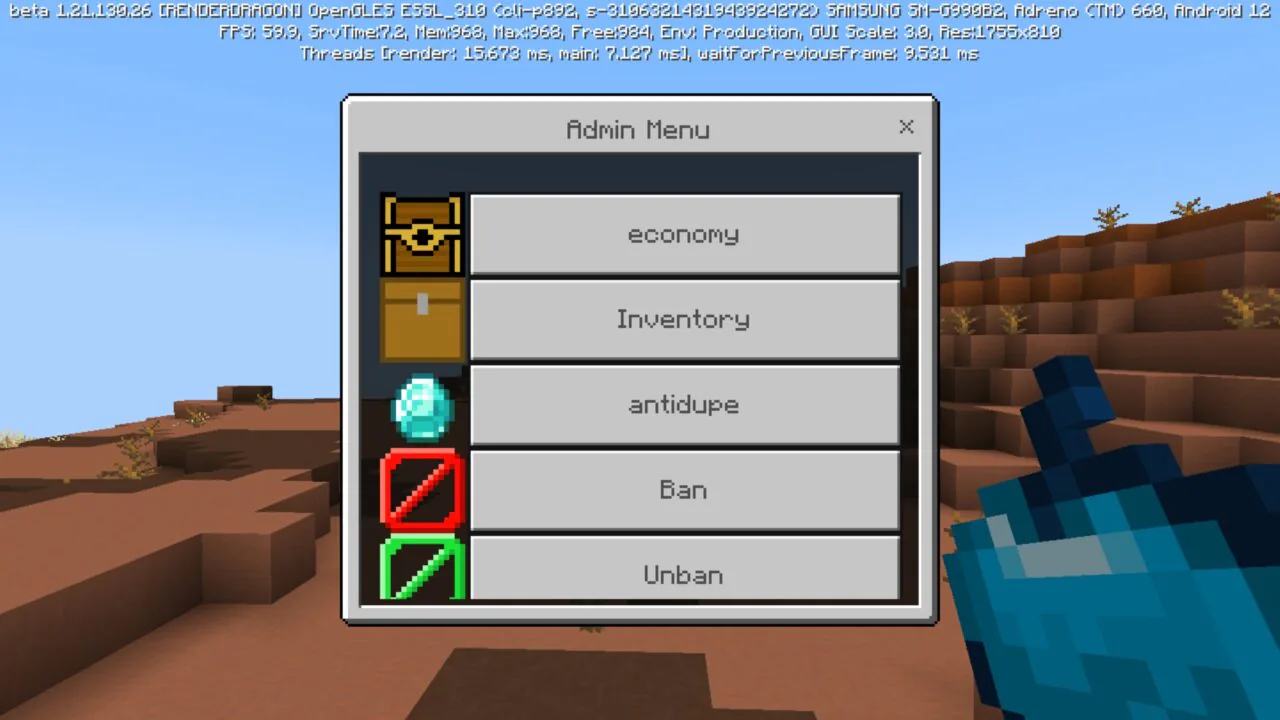 Admin from Server Mods for Minecraft PE