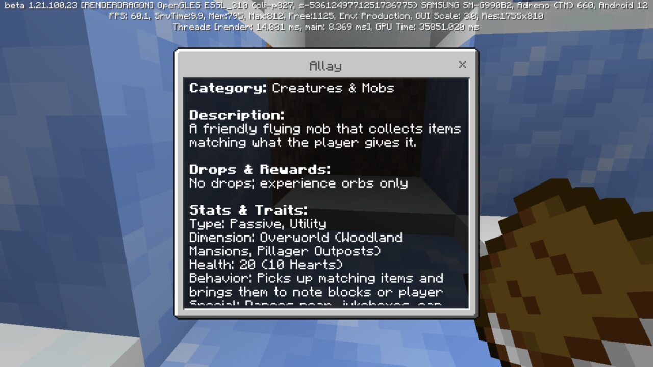 Allay from Pocket Wikipedia Mod for Minecraft PE