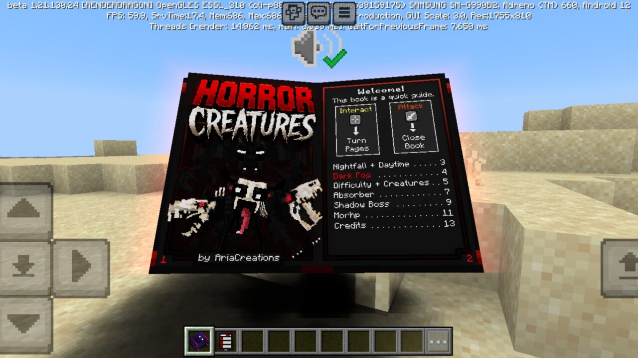 Book from Horror Creatures Mod for Minecraft PE