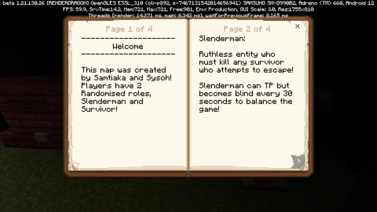 Book from Slenderman Map for Minecraft PE