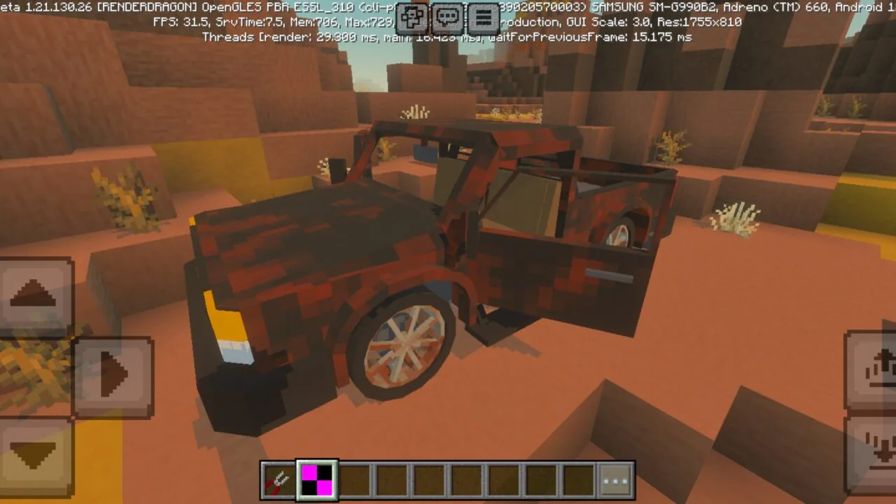 Car from Abandoned Vehicles Mod for Minecraft PE