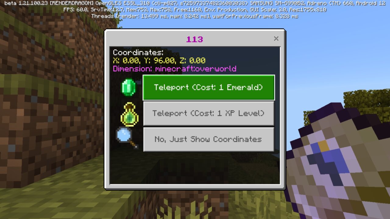 Coordinate from Location Diary Mod for Minecraft PE