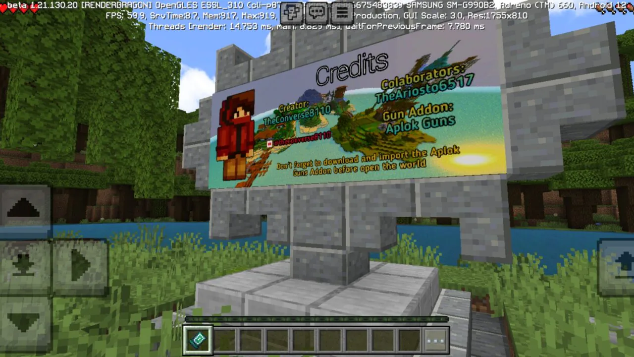 Credits from Battle Royale Map for Minecraft PE