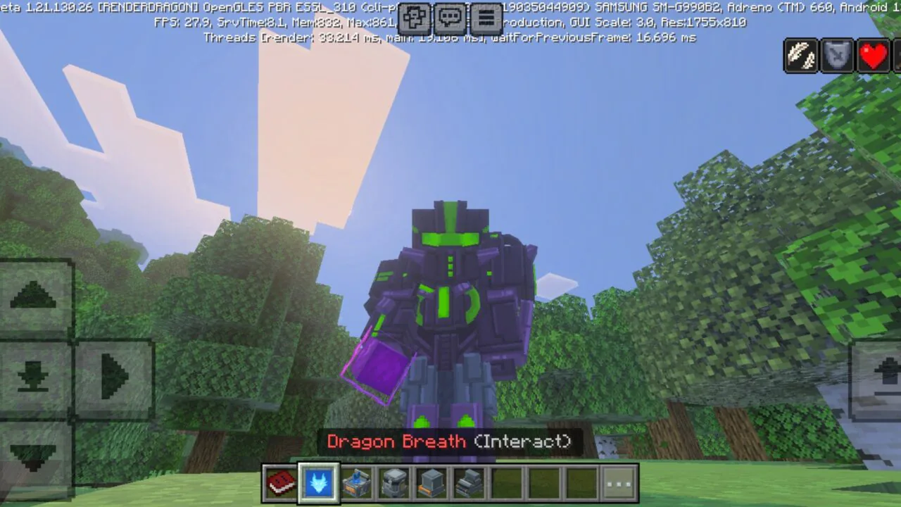 Dragon Breath from Robot Costume Mod for Minecraft PE