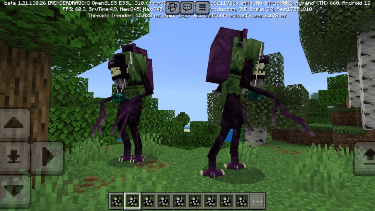 Enemies from Monster from Mirror Mobs Mod for Minecraft PE