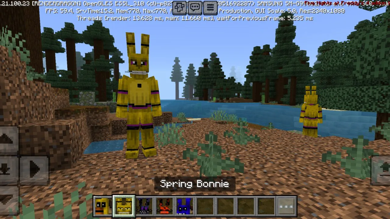 Features from Spring Bonnie Costume Mod for Minecraft PE