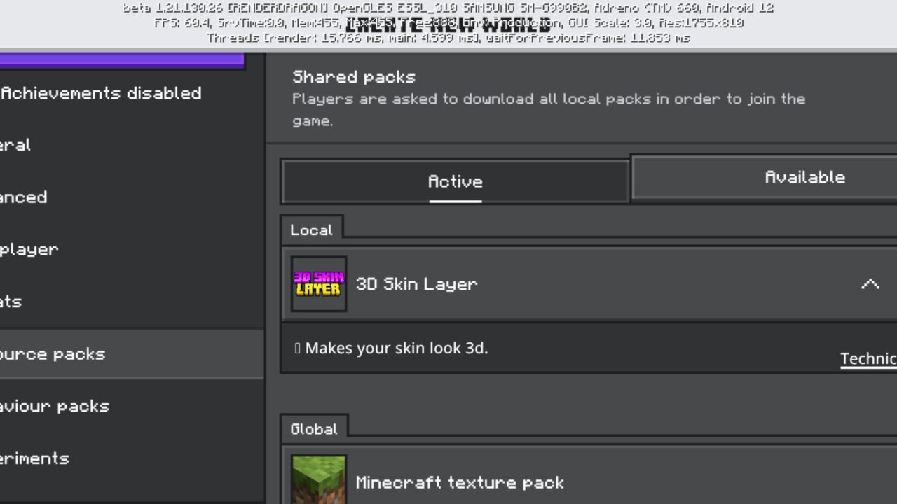 Install from 3D Skin Layer Texture Pack for Minecraft PE