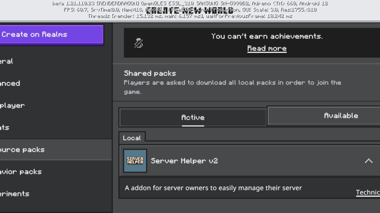 Install from Server Helper Mod for Minecraft PE