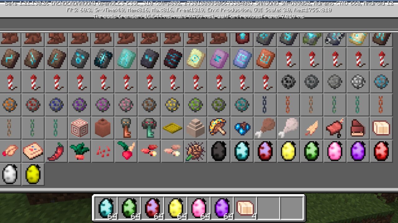 Inventory from ChocoCraft Mod for Minecraft PE