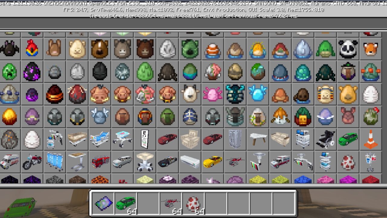 Inventory from Hospital Simulator Map for Minecraft PE