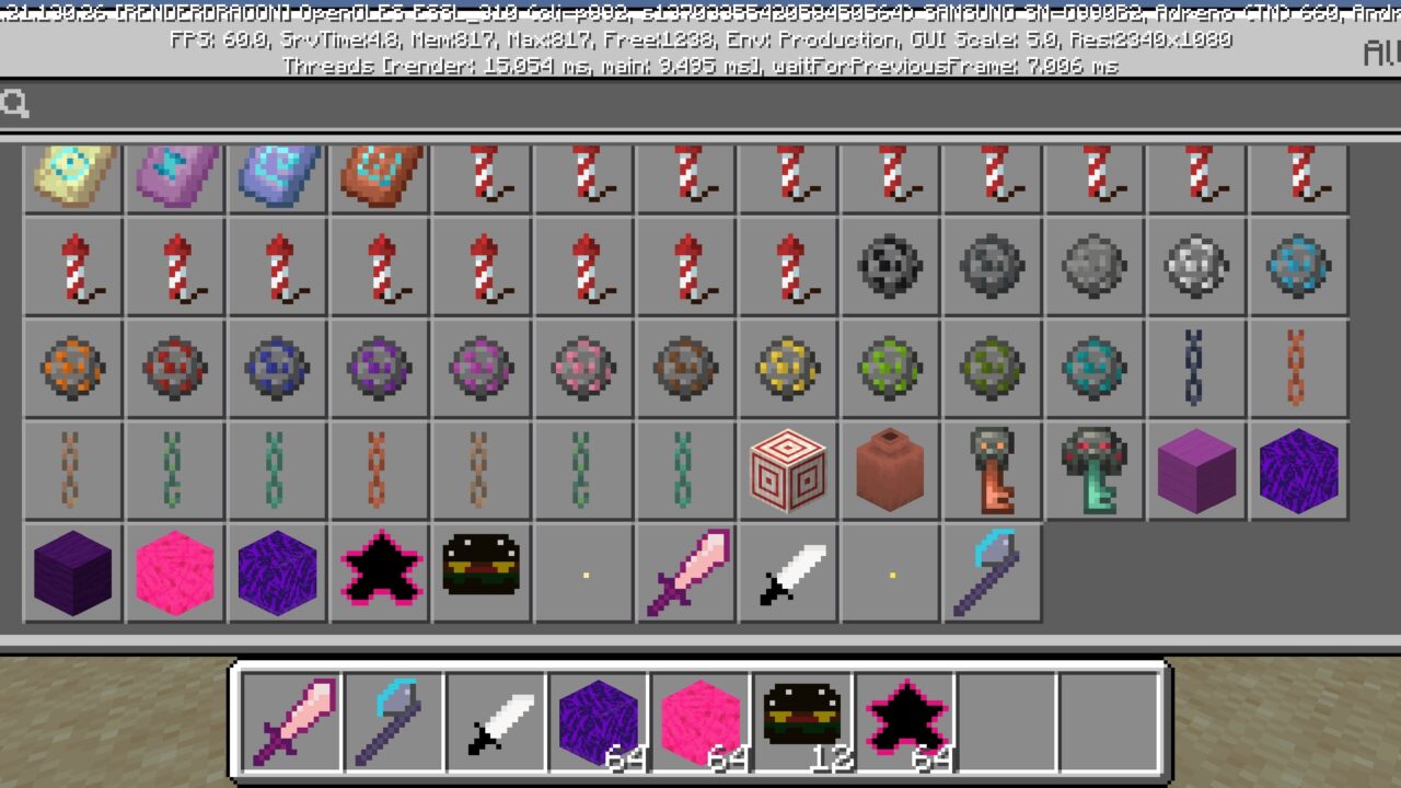 Inventory from Itemrune Mod for Minecraft PE