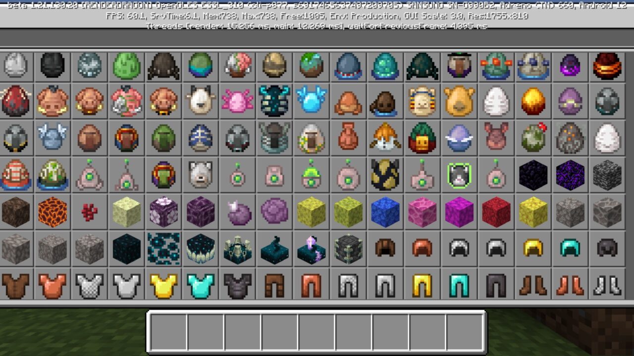 Inventory from Koprium Invasion Mod for Minecraft PE