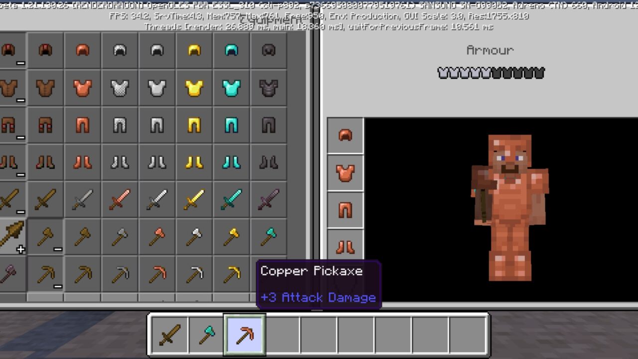 Inventory from Mini Items Mod for Minecraft PE