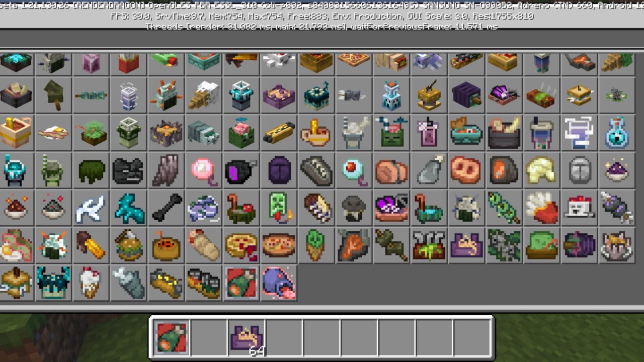 Inventory from Monster Food Mod for Minecraft PE