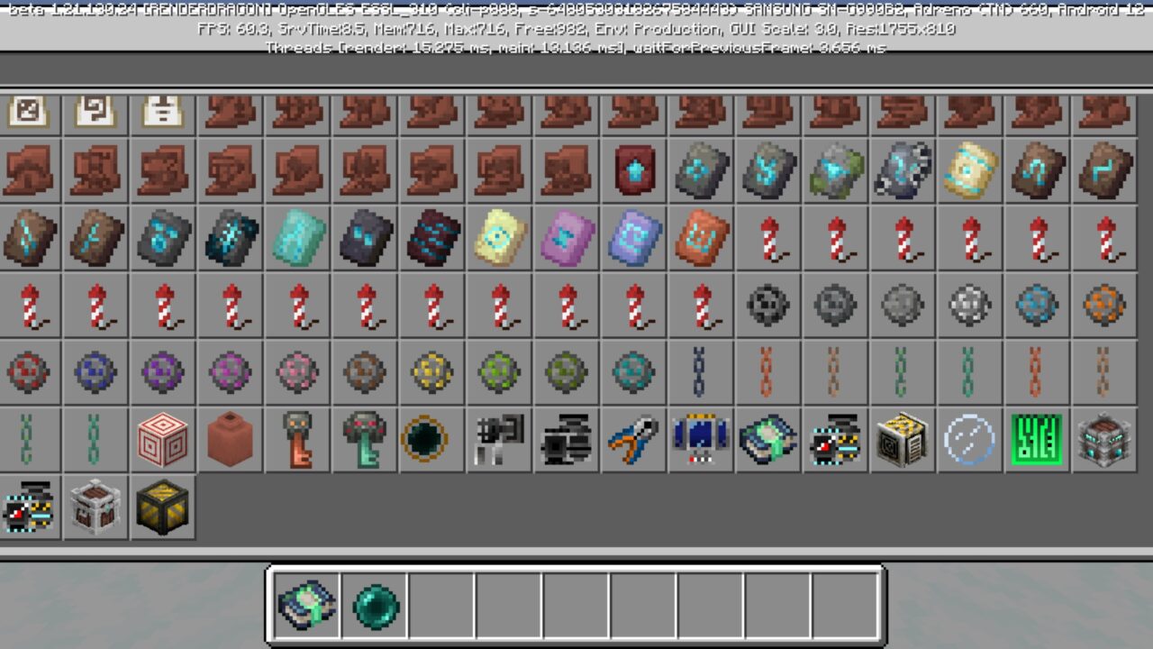 Inventory from Portal Chests Mod for Minecraft PE