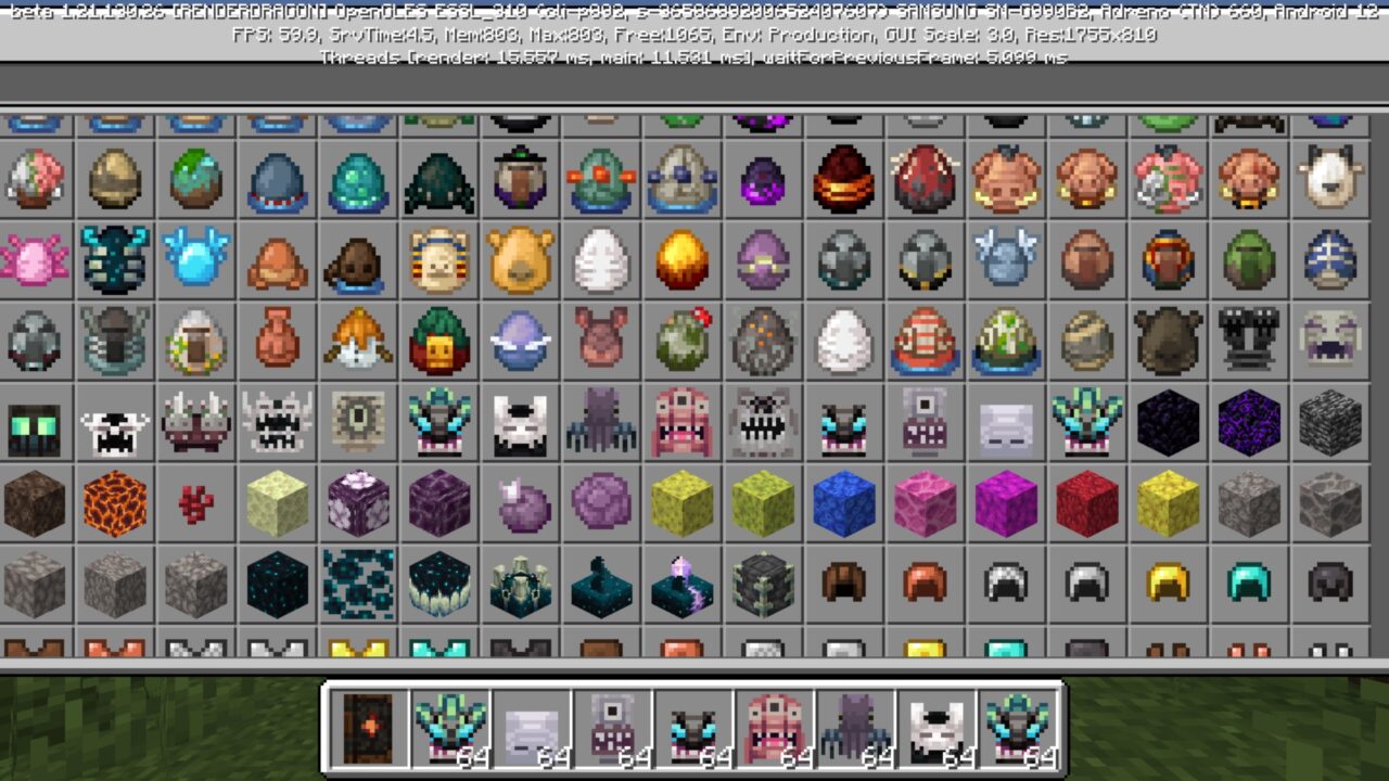 Inventory from Rise of Horror Mod for Mineraft PE