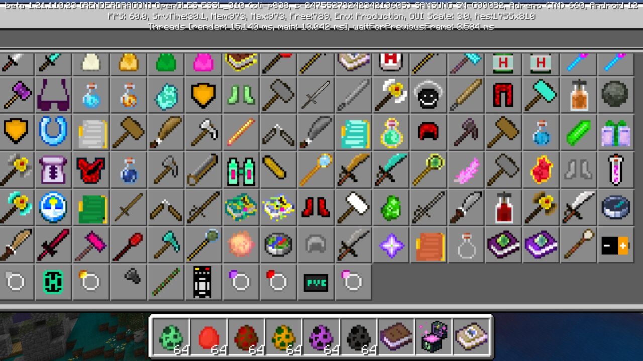 Inventory from RS Craft Mod for Minecraft PE