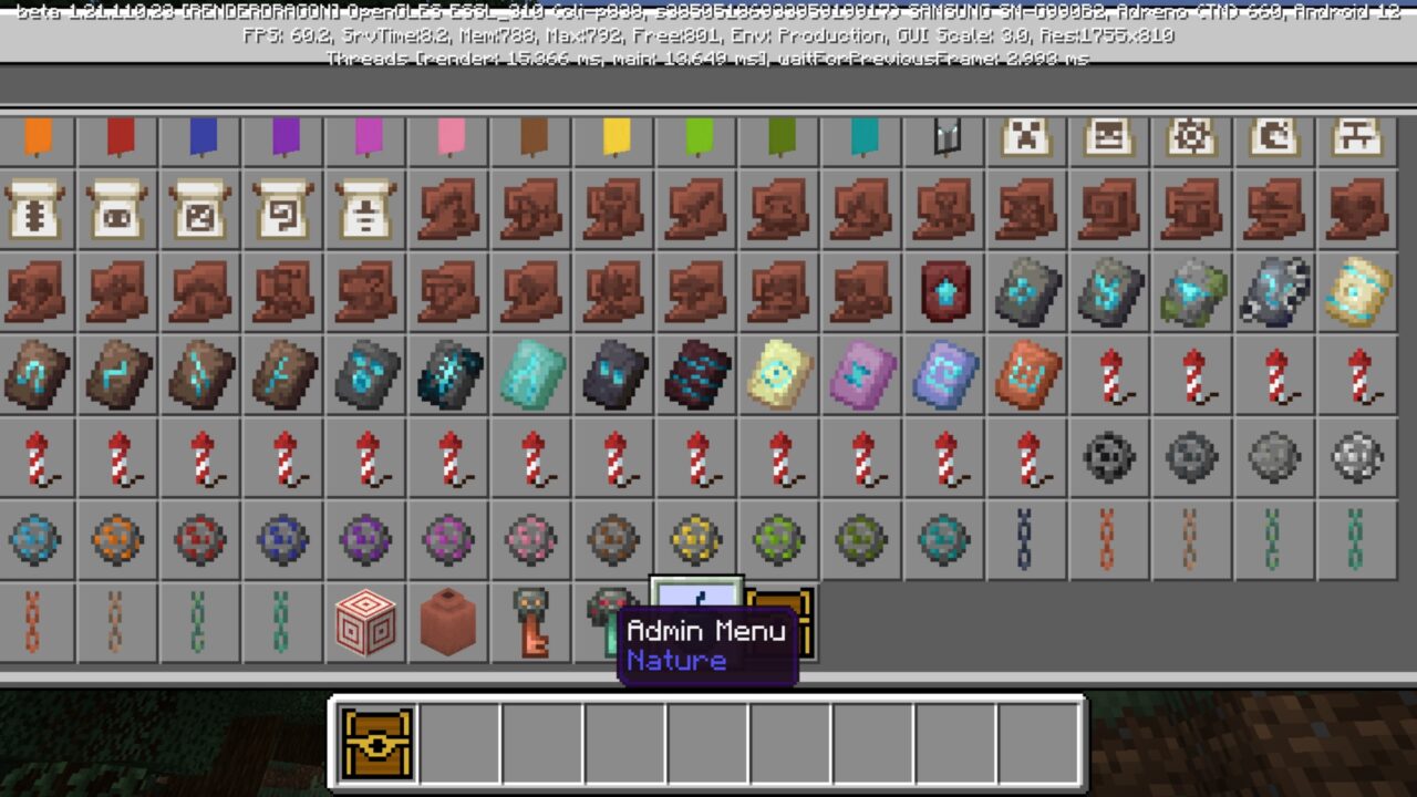 Inventory from Server Helper Mod for Minecraft PE