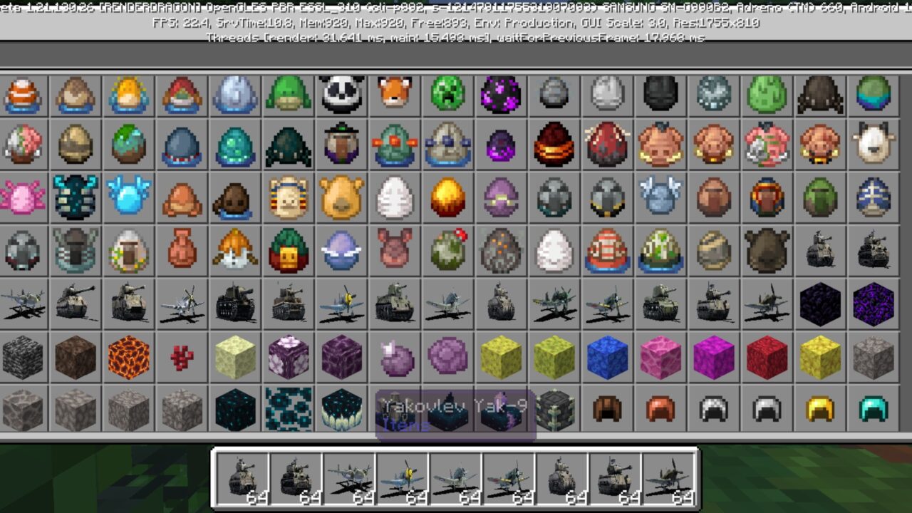Inventory from War Thunder Mod for Minecraft PE