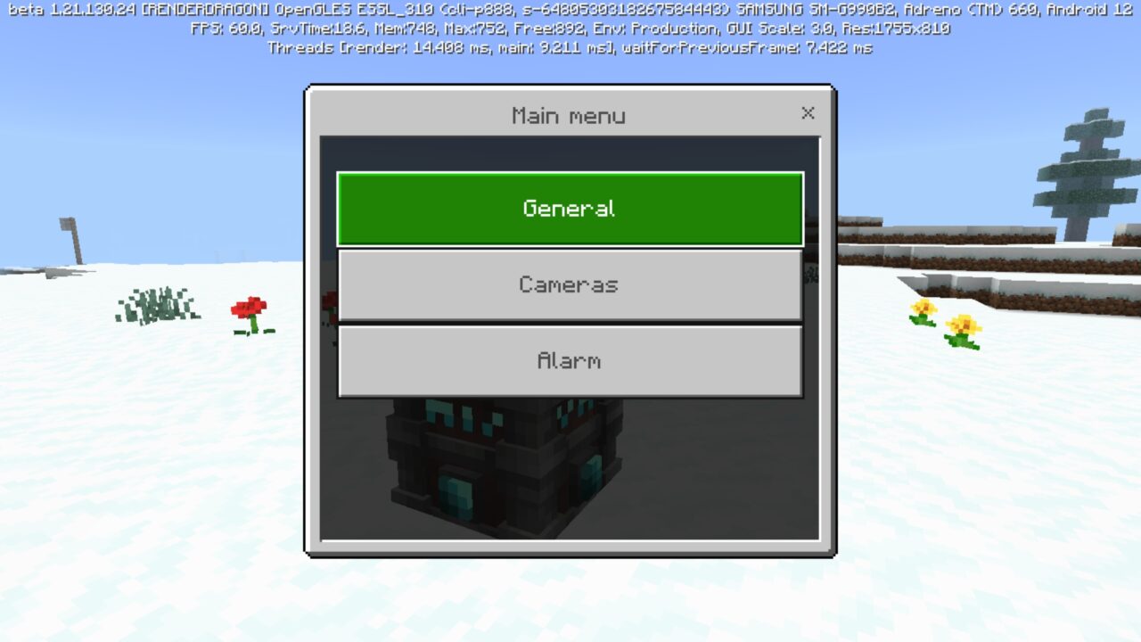 Menu from Portal Chests Mod for Minecraft PE