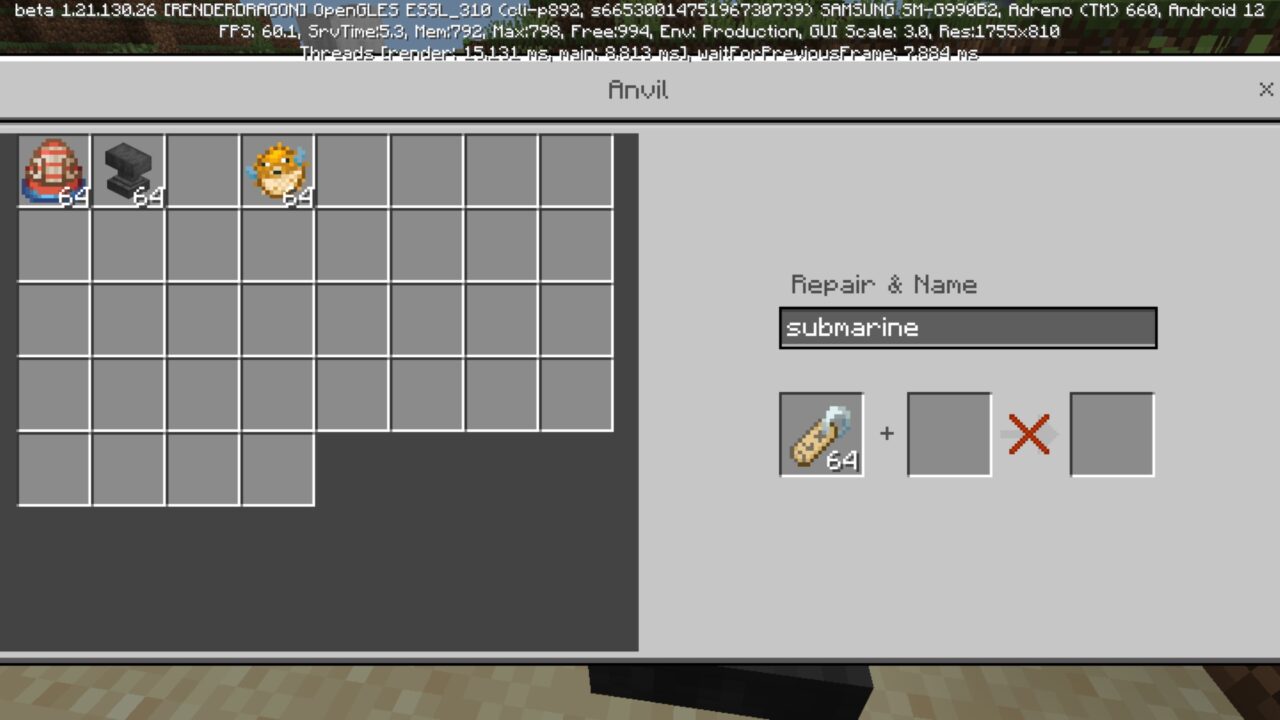 Name from Submarine Texture Pack for Minecraft PE