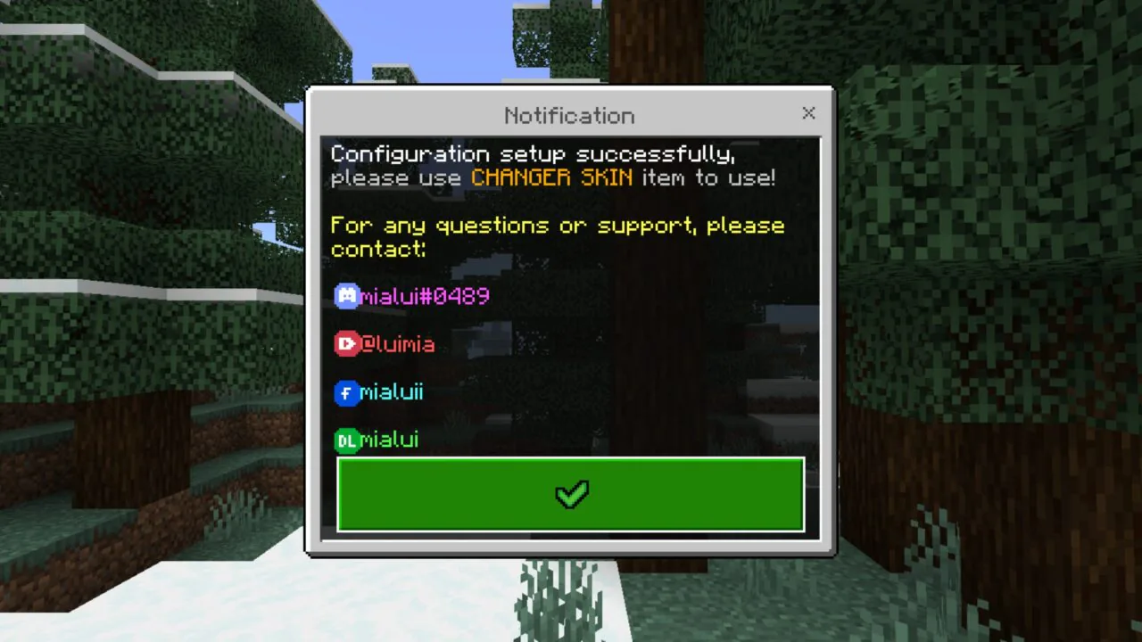 Notes from Changer Skin Mod for Minecraft PE