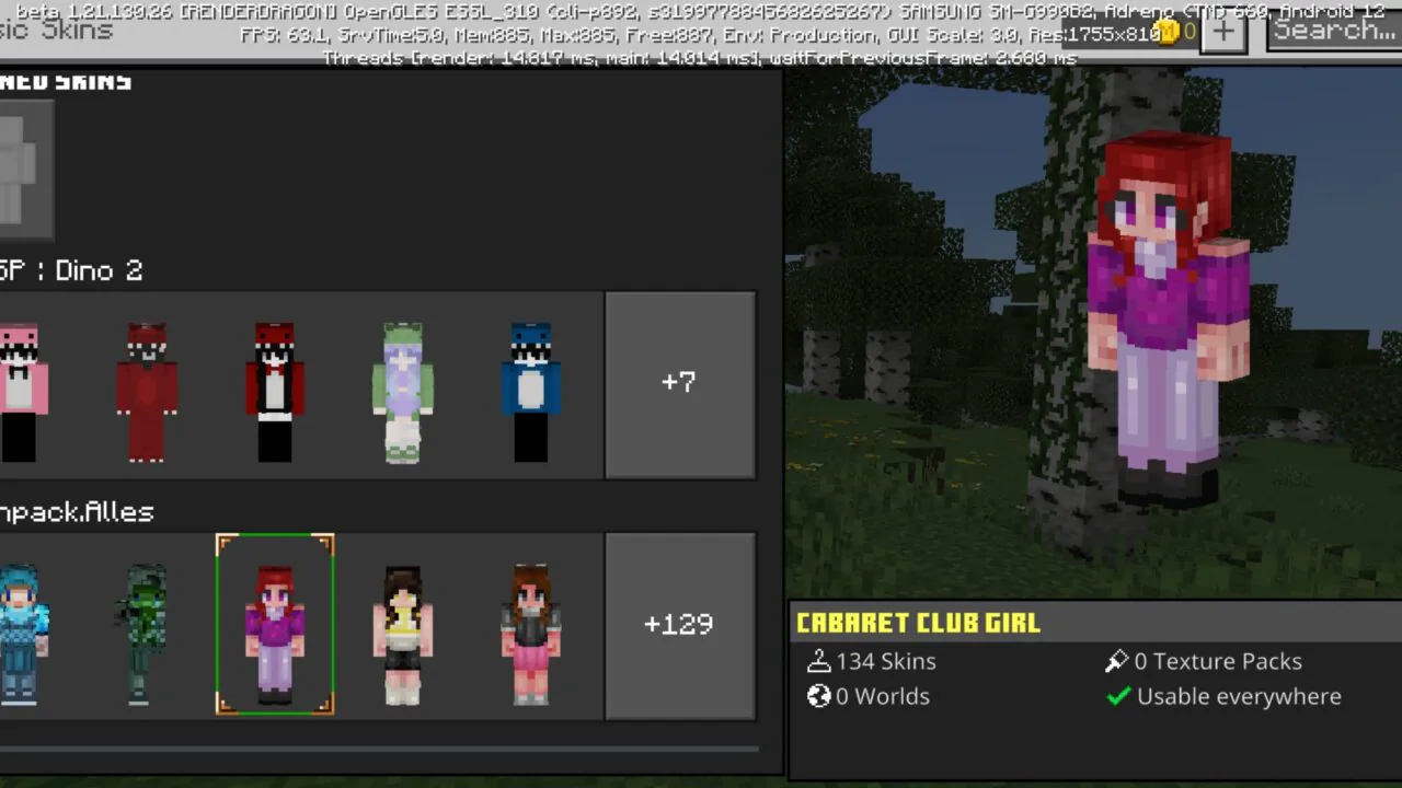 Options from 3D Skin Layer Texture Pack for Minecraft PE
