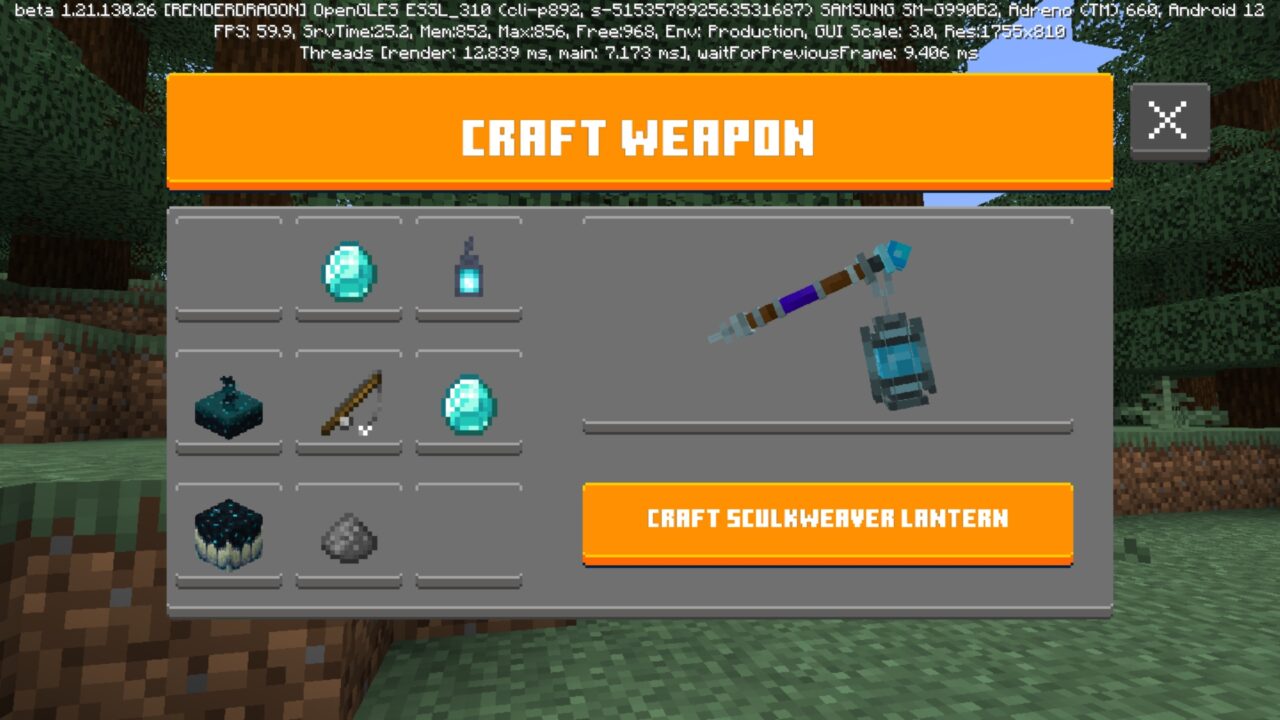 Options from Hoplite Weapons Mod for Minecraft PE