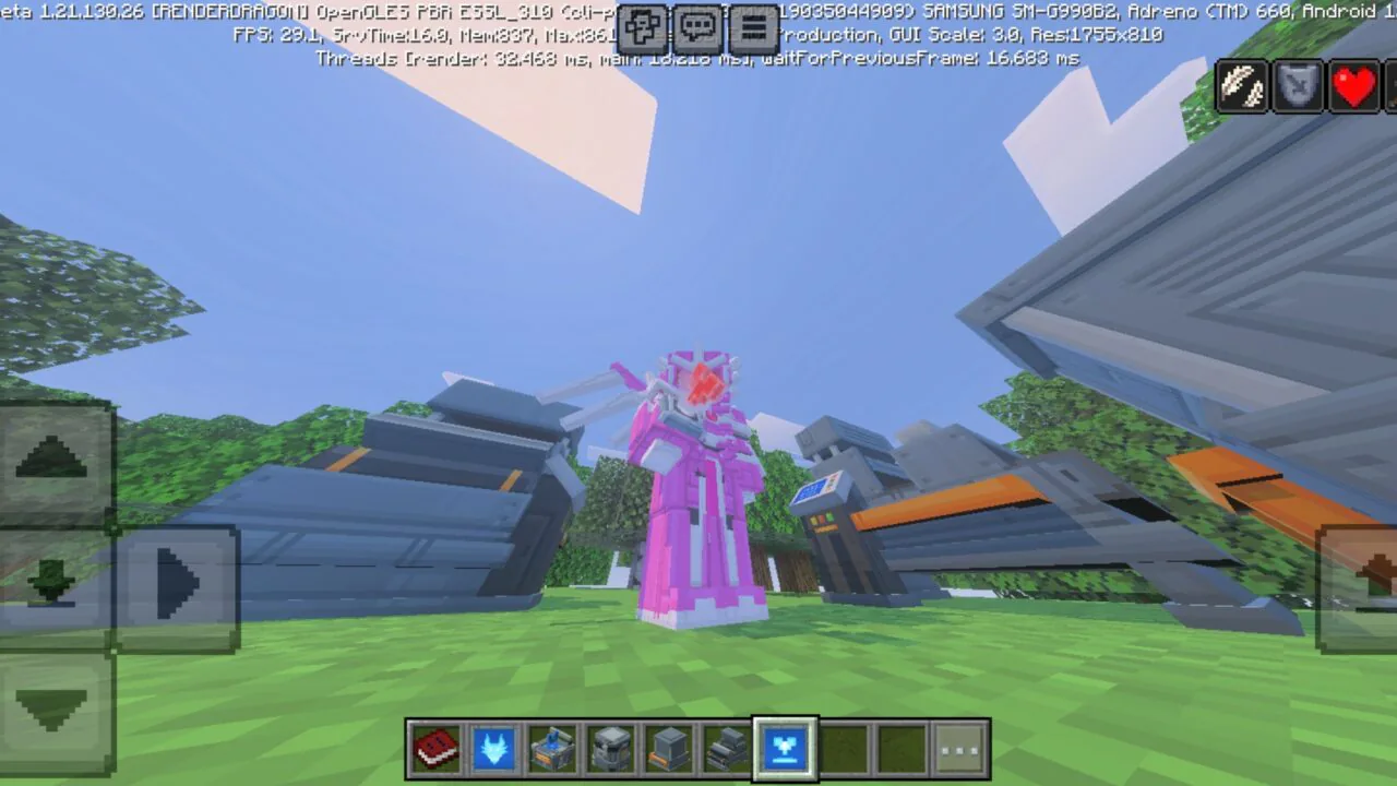 Options from Robot Costume Mod for Minecraft PE