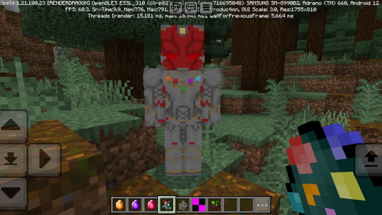 Options from Superhero Costume Mod for Minecraft PE