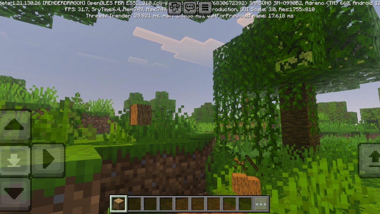 Options from Tree Harvester Mod for Minecraft PE
