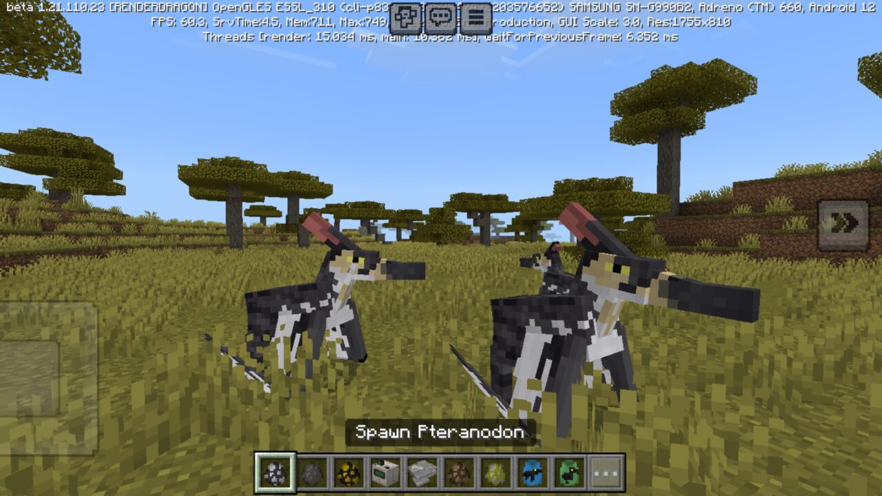 Pteranodon from Fossil Record Mod for Minecraft PE