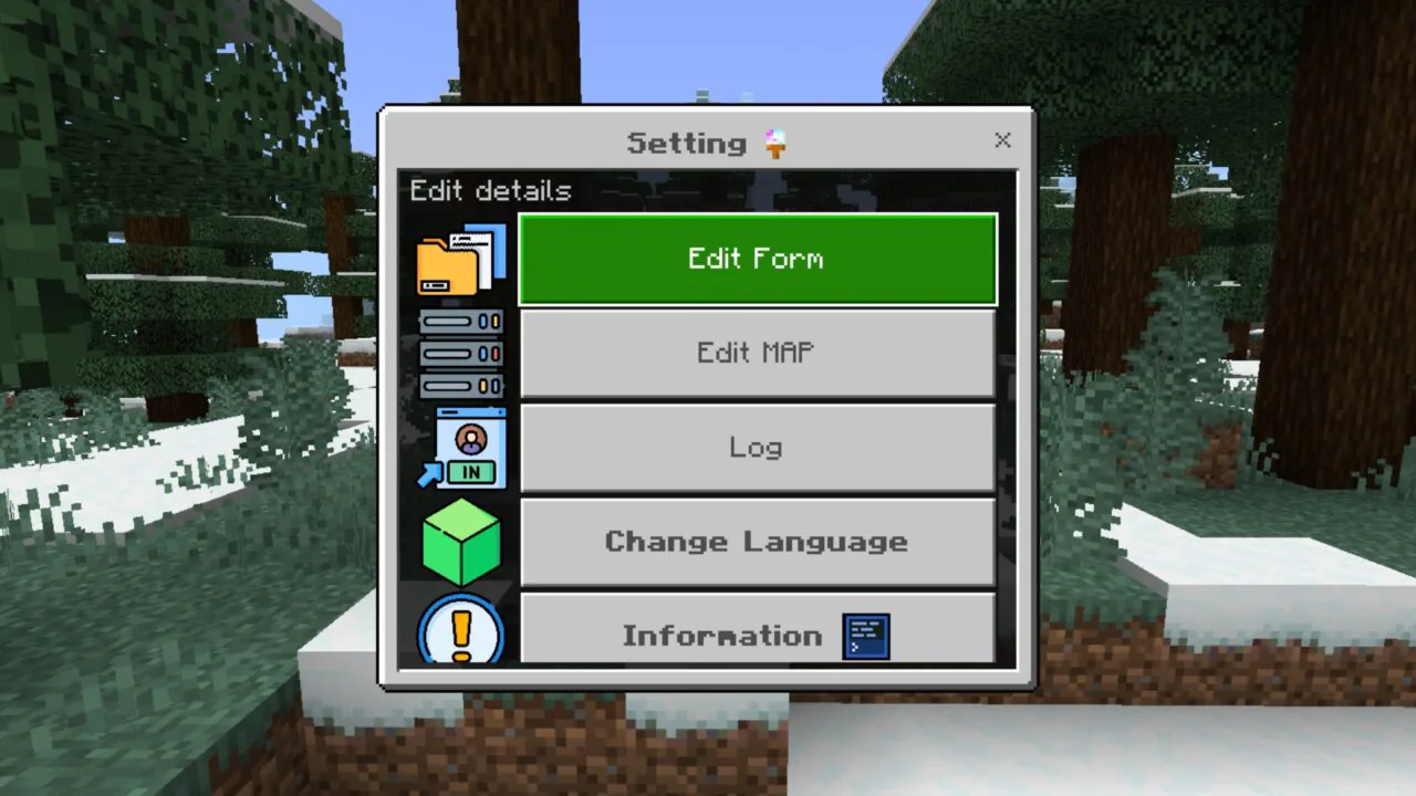Settings from Changer Skin Mod for Minecraft PE