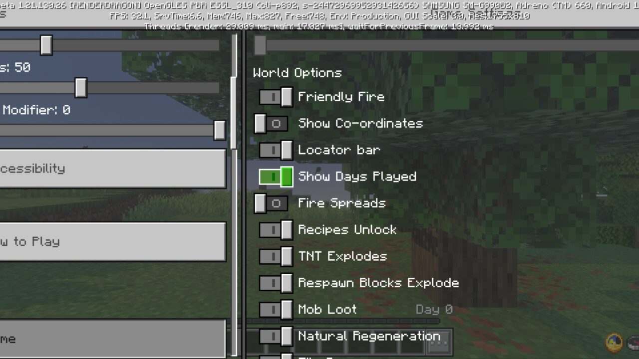 Settings from Longer Days Mod for Minecraft PE