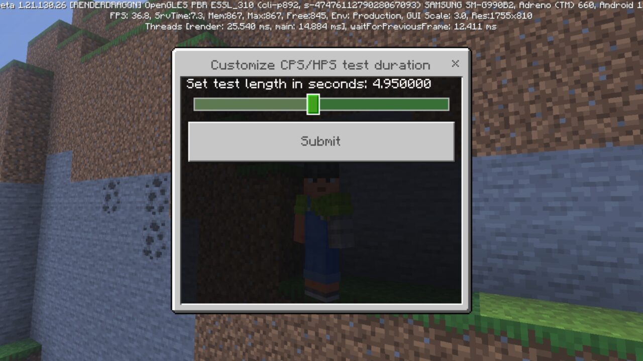 Settings from Super CPS Counter Mod for Minecraft PE