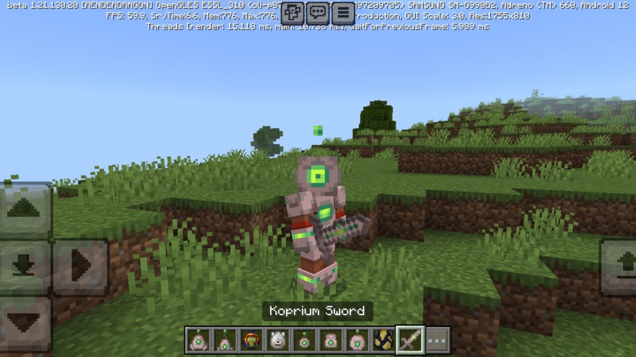 Sword from Koprium Invasion Mod for Minecraft PE
