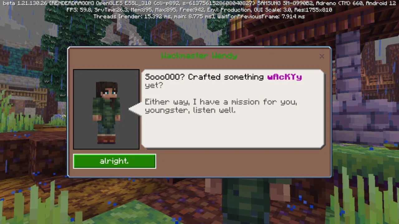 Talk from Weapon Crafting Mod for Minecraft PE
