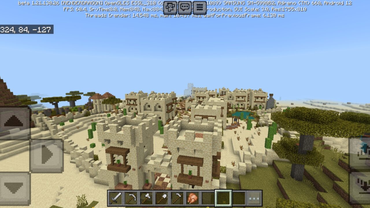 Top View from Desert Village Map for Minecraaft PE